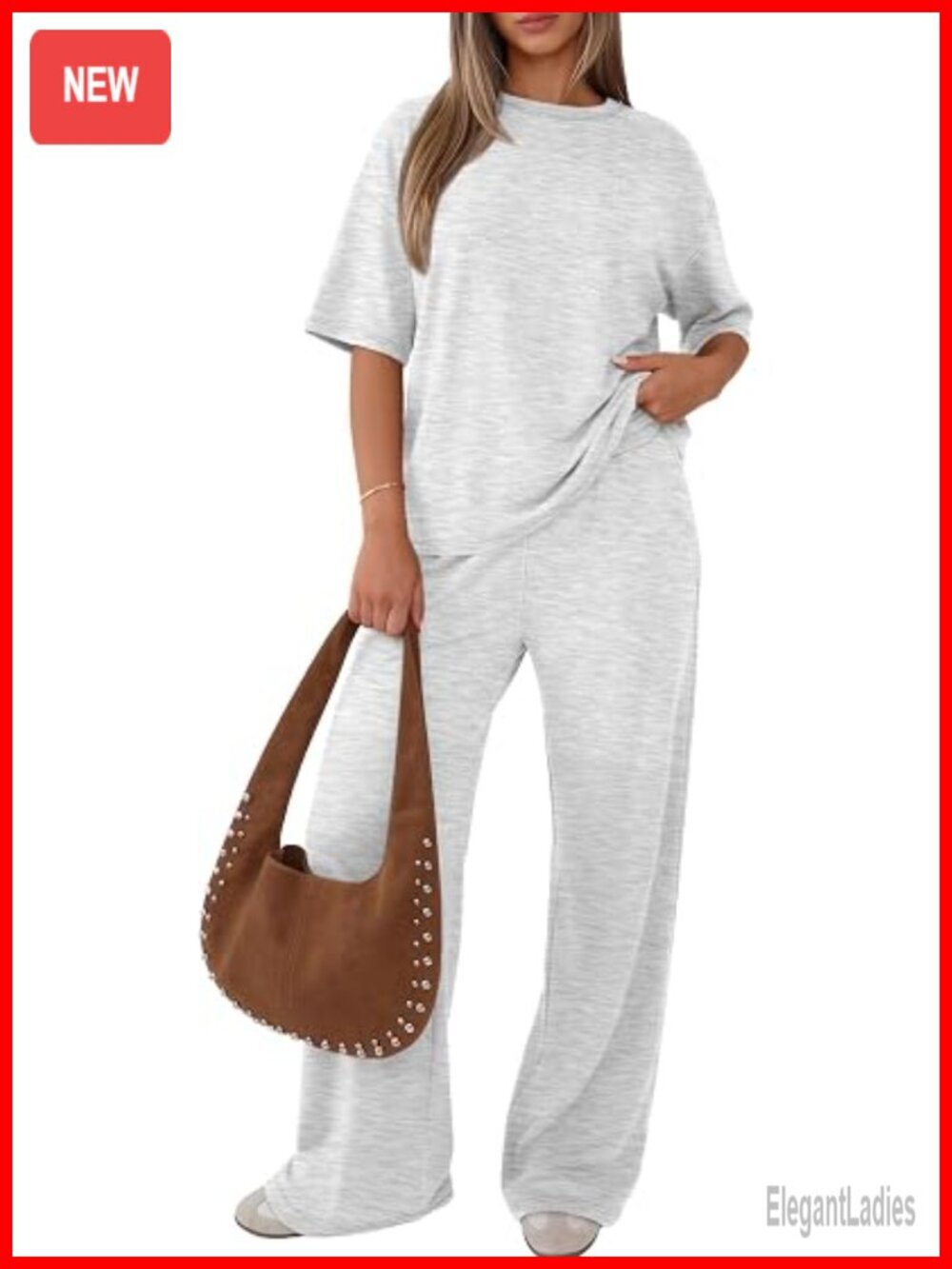 Women's 2 Piece Lounge Set Short Sleeve Tee & Pants Travel Outfit